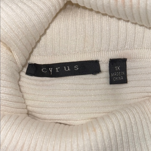 Cyrus Cream Turtleneck Sweater Smooth Knit Tunic 77 - Picture 6 of 6